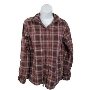 Carhartt Purple Plaid‎ Roll Tab Sleeve Button-Up Shirt Women's Sz Med 8/10 (E5)
